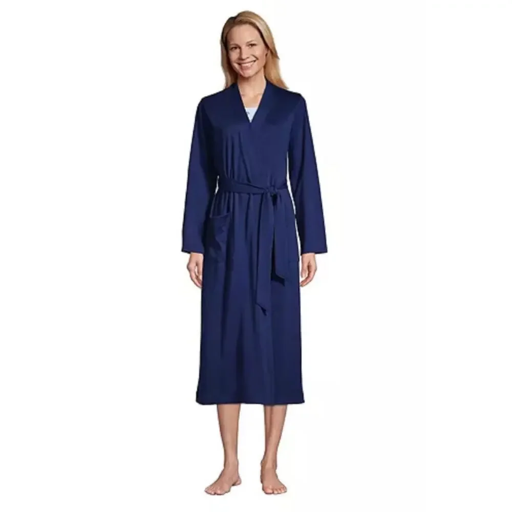 Lands End Supima Cotton Purple Long Robe Womens Soft Sleepwear‎ Medium Petite